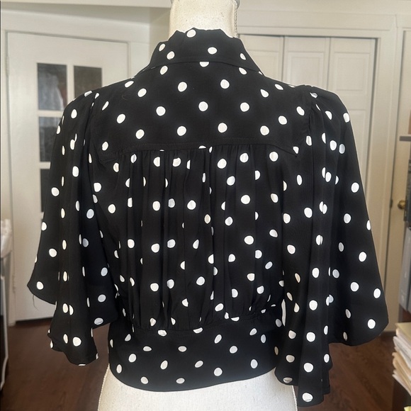 Anthropologie Maeve Canna Midi Polka Dot Black Top Blouse Size 4 - Picture 15 of 16
